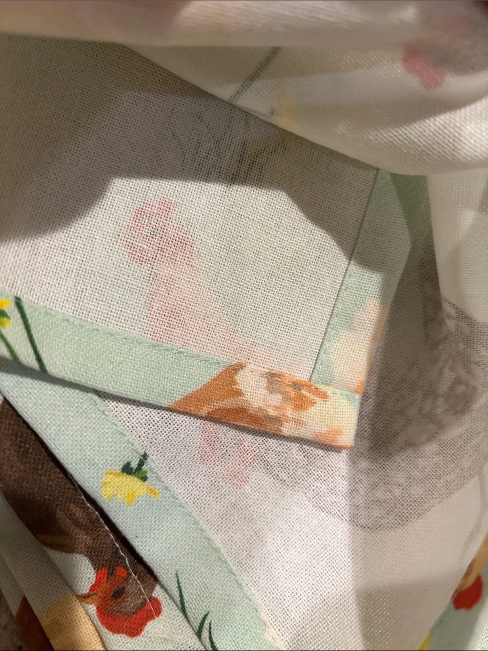 Pastel Mint Green Chickens & Flowers Kitchen Towel NWT Cotton 27”x 19”
